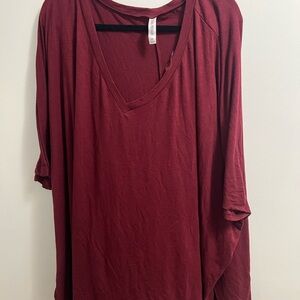Women's Burgundy V-Neck tunic top